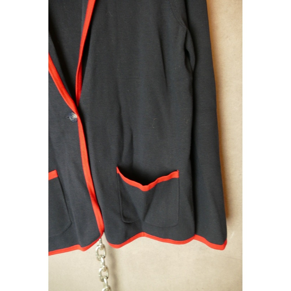 Brooks Brothers Red Fleece Navy Blue Knit Blazer Cardigan Red Trim‎ Large Women - Picture 4 of 13
